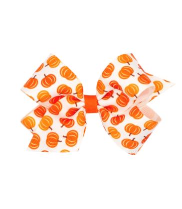 Wee Ones Wee Ones Medium Pumpkin Printed Bow