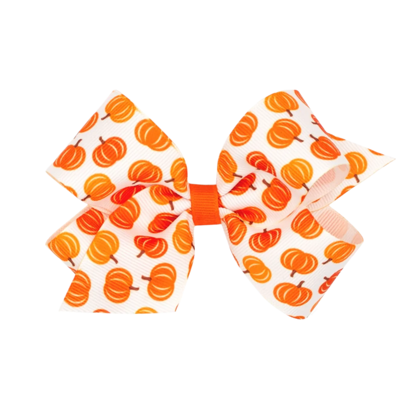 Wee Ones Wee Ones Medium Pumpkin Printed Bow