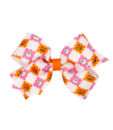 Wee Ones Wee Ones Medium Halloween Checkered Printed Bow