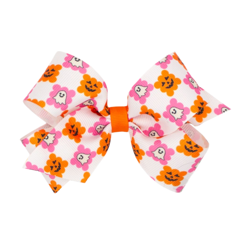 Wee Ones Wee Ones Medium Halloween Checkered Printed Bow