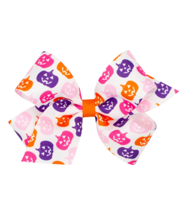 Wee Ones Wee Ones Medium Halloween Jack-O-Lantern Printed Bow