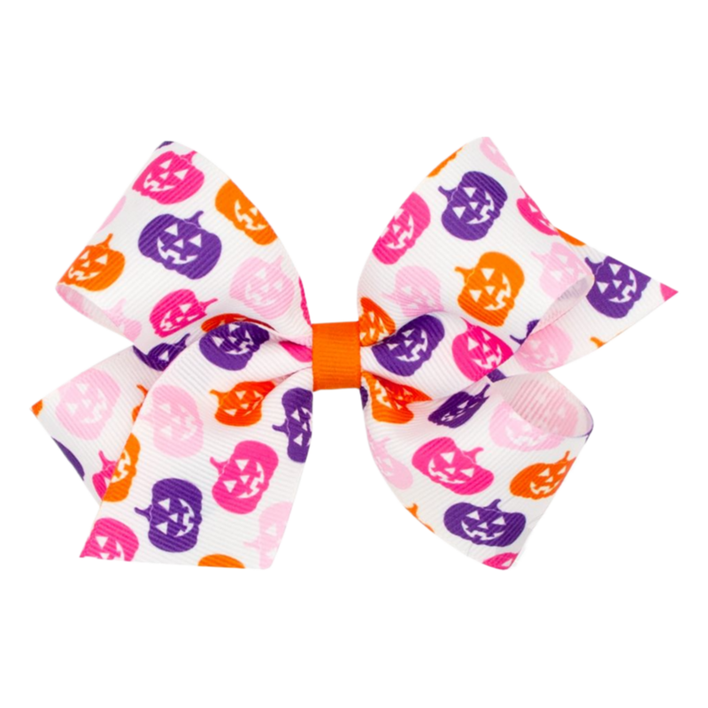Wee Ones Wee Ones Medium Halloween Jack-O-Lantern Printed Bow