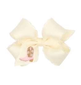 Wee Ones Wee Ones Medium Pink Boots Emb Moonstich Bow