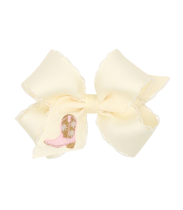 Wee Ones Wee Ones Medium Pink Boots Emb Moonstich Bow