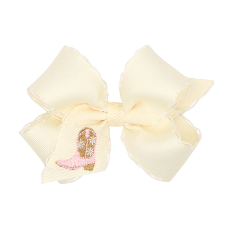 Wee Ones Wee Ones Medium Pink Boots Emb Moonstich Bow