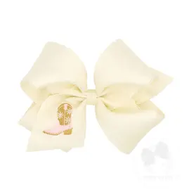 Wee Ones Wee Ones King Pink Boots Emb Moonstitch Bow