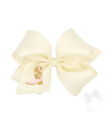 Wee Ones Wee Ones King Pink Boots Emb Moonstitch Bow