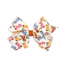 Wee Ones Wee Ones Medium Cowgirl Boots Printed Bow