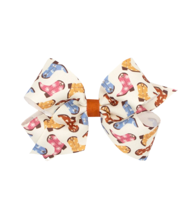 Wee Ones Wee Ones Medium Cowgirl Boots Printed Bow