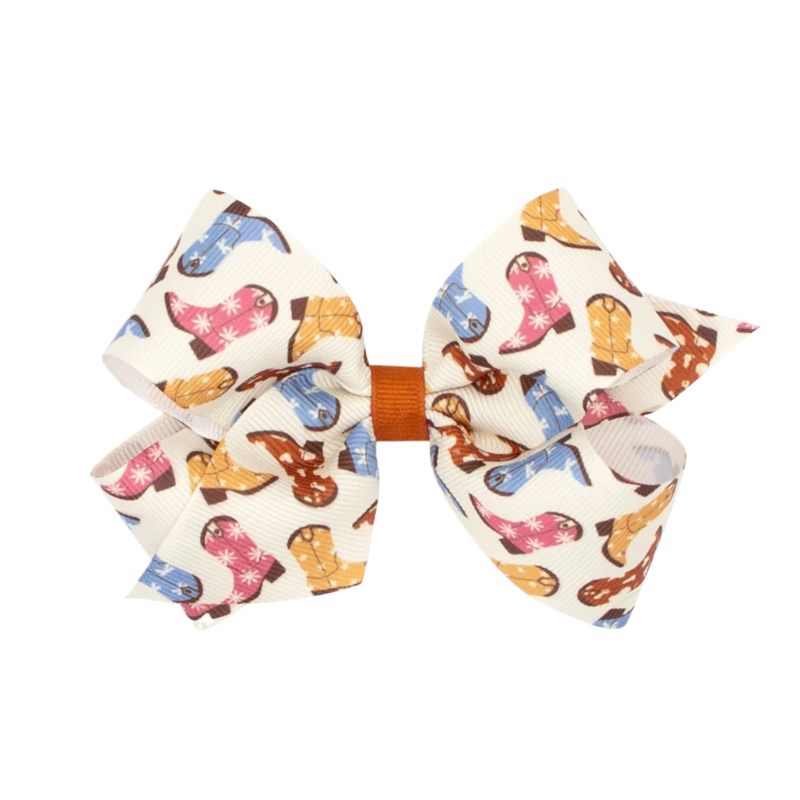 Wee Ones Wee Ones Medium Cowgirl Boots Printed Bow