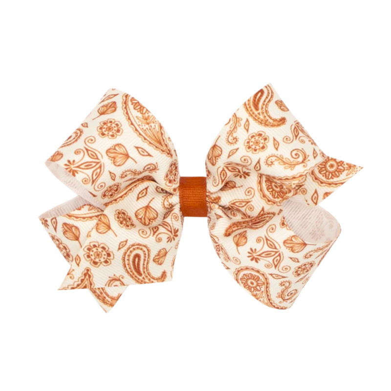Wee Ones Wee Ones Medium Burnt Orange Paisley Printed Bow