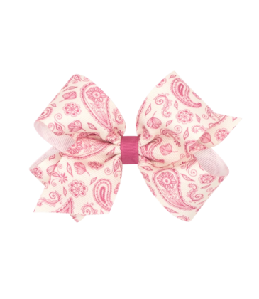 Wee Ones Wee Ones Medium Colonial Pink Paisley Printed Bow