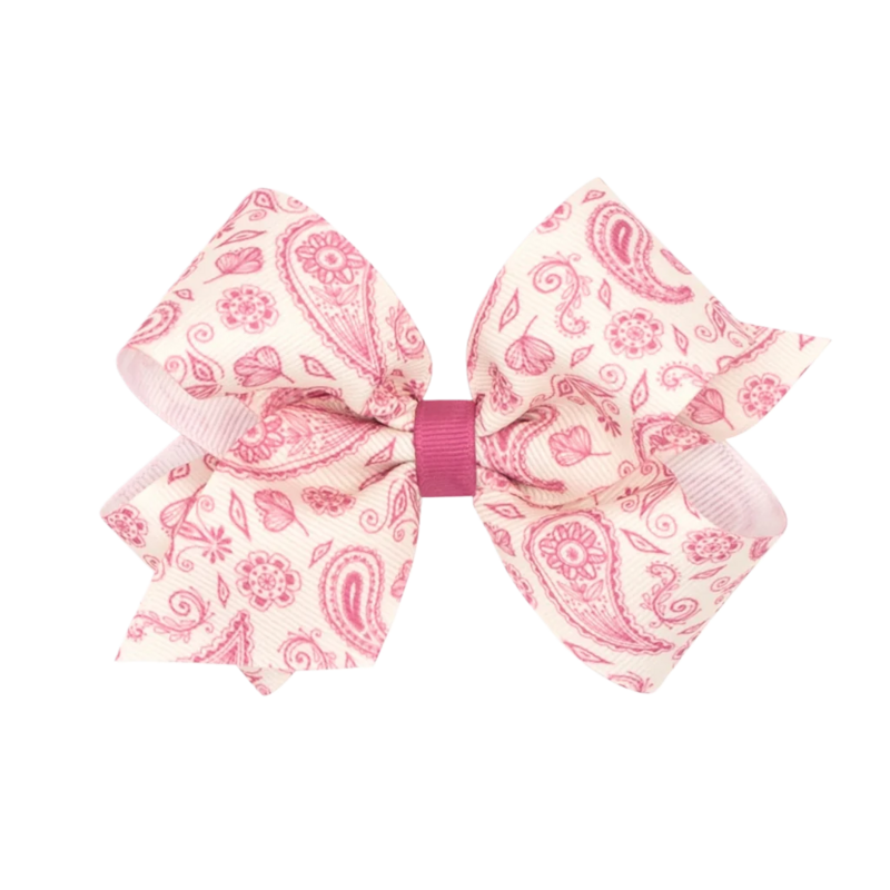 Wee Ones Wee Ones Medium Colonial Pink Paisley Printed Bow