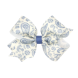 Wee Ones Wee Ones Medium Smoke Blue Paisley Printed Bow