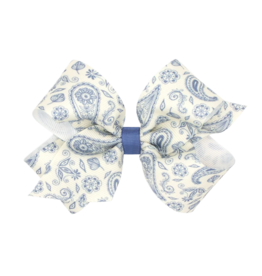 Wee Ones Wee Ones Medium Smoke Blue Paisley Printed Bow