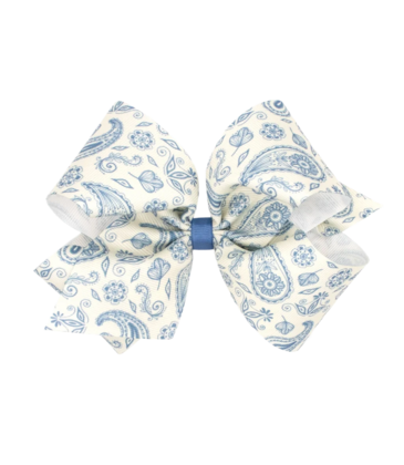 Wee Ones Wee Ones King Smoke Blue Paisley Printed Bow