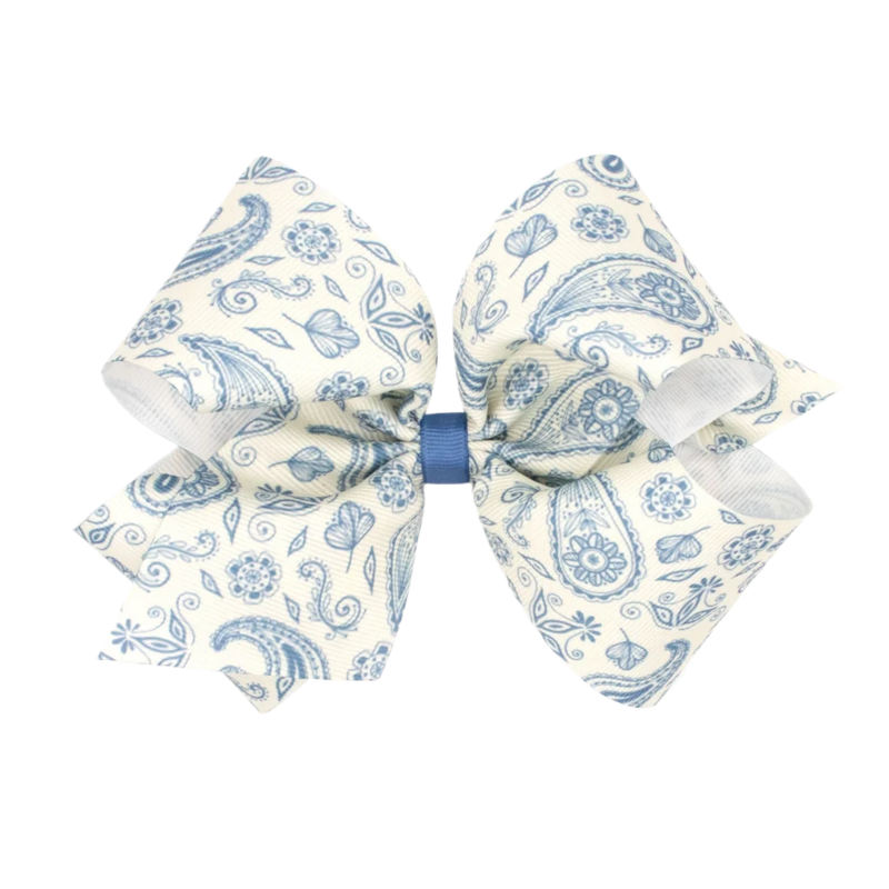 Wee Ones Wee Ones King Smoke Blue Paisley Printed Bow