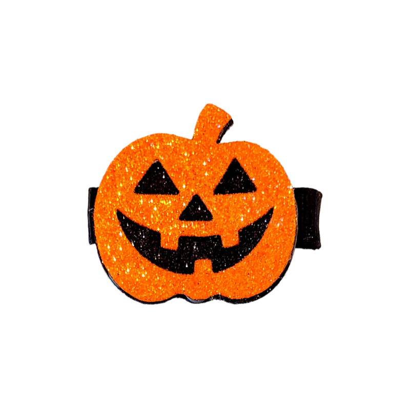 Wee Ones Wee Ones Halloween Glitter Jack-O-Lantern Hair Clip