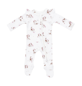 Angel Dear Angel Dear Ruffle Zipper Footie - Explorer Puppy Pink