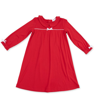 Angel Dear Angel Dear Long Sleeve Gown w/ Peter Pan Collar - Ribbon Red