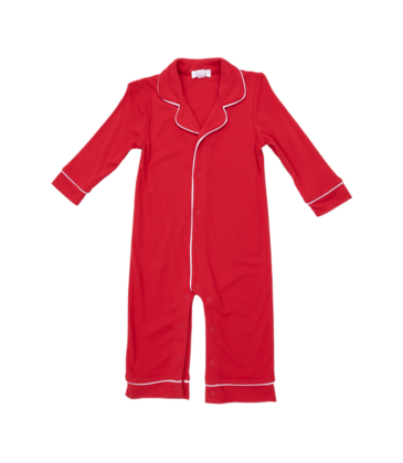 Angel Dear Angel Dear Long Sleeve Coat Style Romper - Ribbon Red