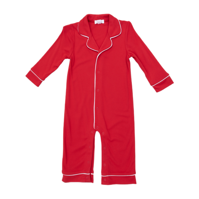 Angel Dear Angel Dear Long Sleeve Coat Style Romper - Ribbon Red