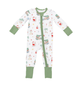 Angel Dear Angel Dear Zipper Romper - Beach Christmas