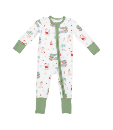 Angel Dear Angel Dear Zipper Romper - Beach Christmas