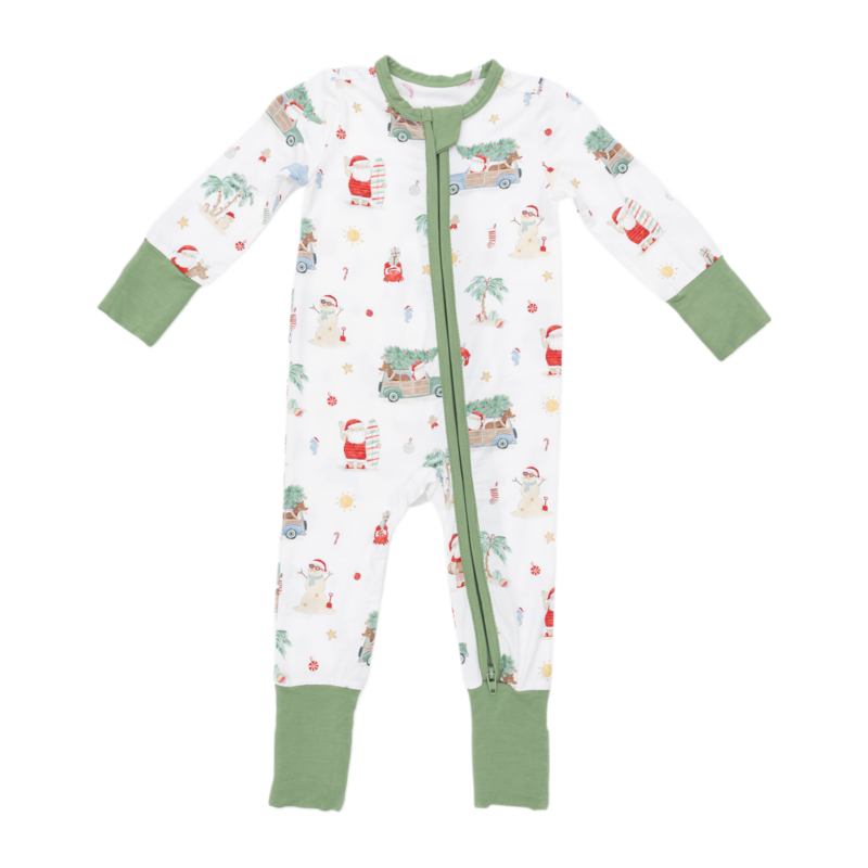Angel Dear Angel Dear Zipper Romper - Beach Christmas