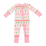 Angel Dear Angel Dear Zipper Romper - Gingerbread Fair Isle Pink