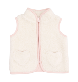 Angel Dear Angel Dear Sherpa Vest w/ Heart Pockets - Cream/Pink