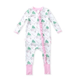Swoon Baby Swoon Baby Pink Santa's Caddy Romper