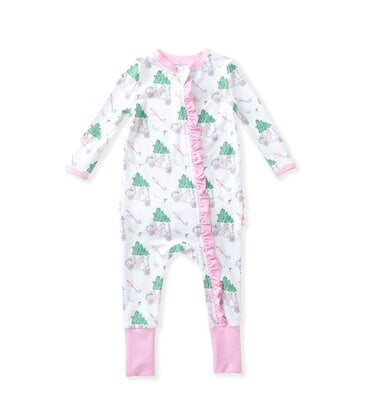 Swoon Baby Swoon Baby Pink Santa's Caddy Romper