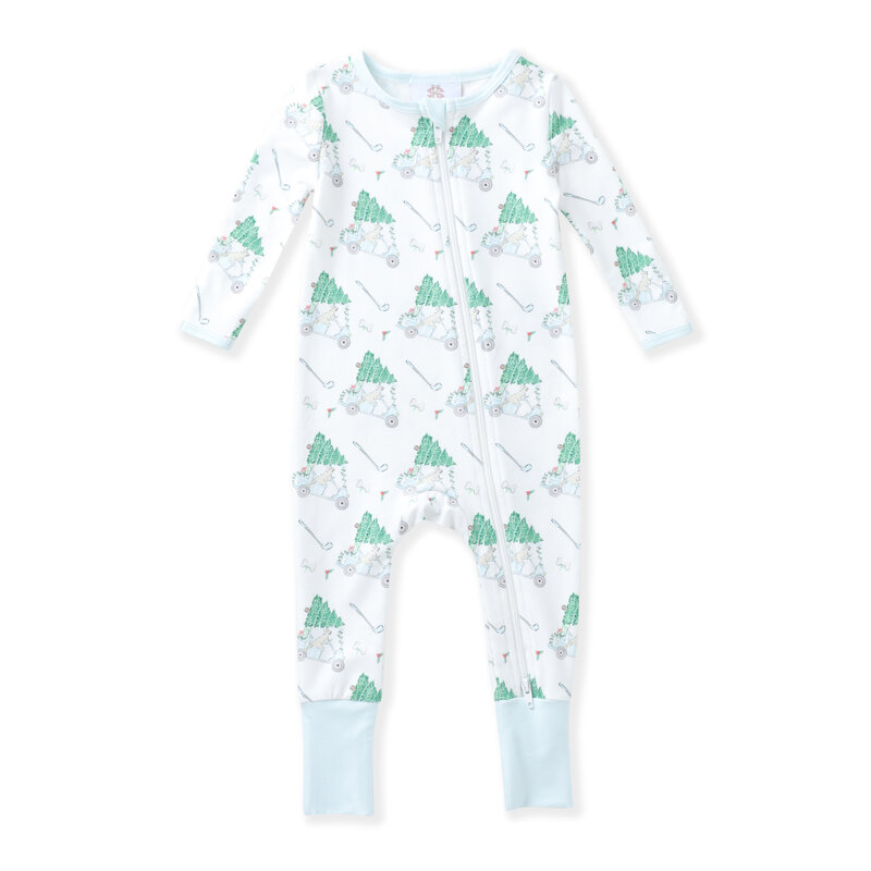 Swoon Baby Swoon Baby Blue Santa's Caddy Romper