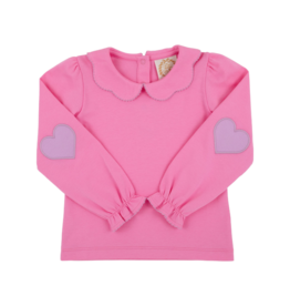 The Beaufort Bonnet Company TBBC Emma's Elbow Patch Top - Winter Park Pink/Valley High Violet/Hearts