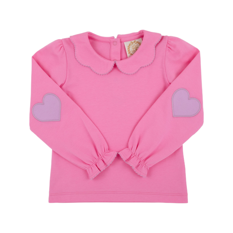 The Beaufort Bonnet Company TBBC Emma's Elbow Patch Top - Winter Park Pink/Valley High Violet/Hearts