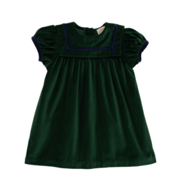 The Beaufort Bonnet Company TBBC Patsy's Party Dress  Velveteen - Grier Green/Nantucket Navy