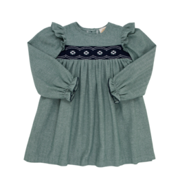 The Beaufort Bonnet Company TBBC Daphne Dress - Grier Green Herringbone/Nantucket Navy