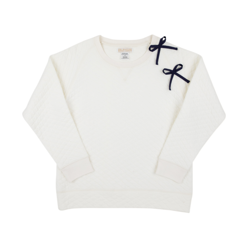 The Beaufort Bonnet Company TBBC Cassidy Comfy Crewneck Quilted - Palmetto Pearl/Bows