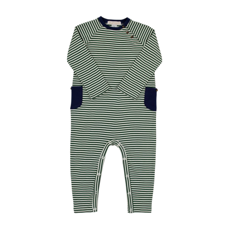 The Beaufort Bonnet Company TBBC Rayburn Romper - Grier Green and Palmetto Pearl Stripe/NN