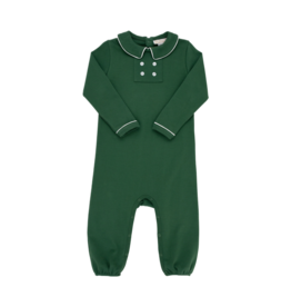 The Beaufort Bonnet Company TBBC Benny Button Romper - Grier Green /Palmetto Pearl