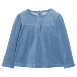 Bisby Bisby Dusty Blue Velour Lisle Top