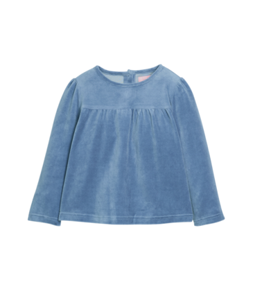 Bisby Bisby Dusty Blue Velour Lisle Top