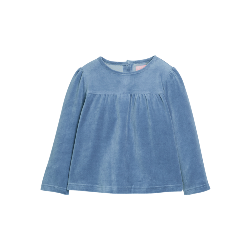 Bisby Bisby Dusty Blue Velour Lisle Top