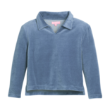 Bisby Bisby Dusty Blue Velour Polo Pullover