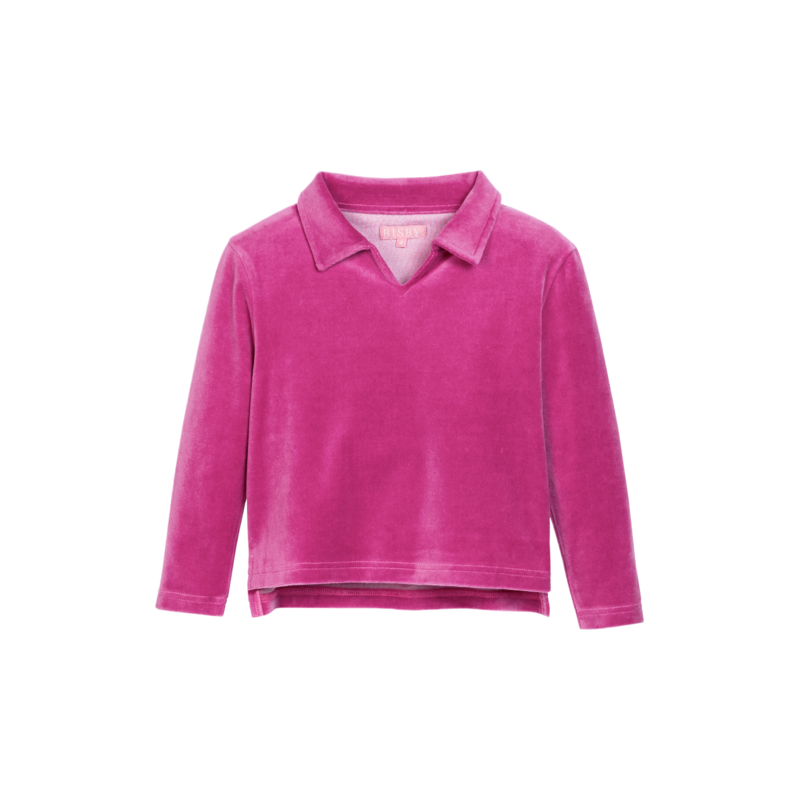 Bisby Bisby Magenta Velour Polo Pullover