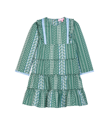 Bisby Bisby Fairfield Forest Stripe Tiered Porto Dress