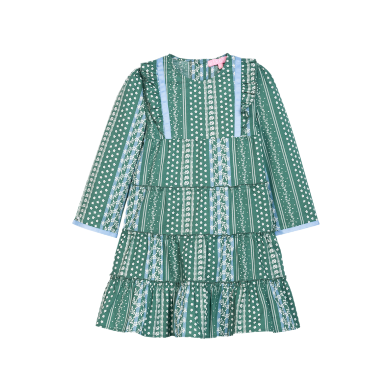 Bisby Bisby Fairfield Forest Stripe Tiered Porto Dress