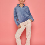 Bisby Bisby Dusty Blue Velour Polo Pullover
