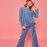 Bisby Bisby Dusty Blue Velour Lisle Top
